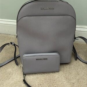 Michael Kors lavender Saffiano Leather Backpack with Matching Wallet